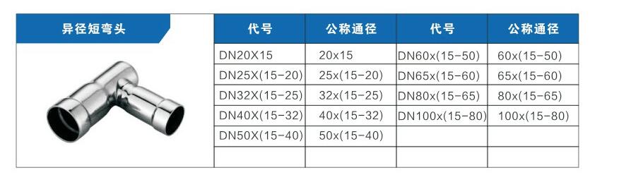 异径短弯头参数